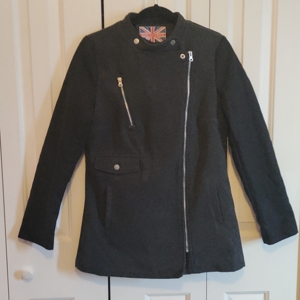 Miss London wool blend military style coat women's medium